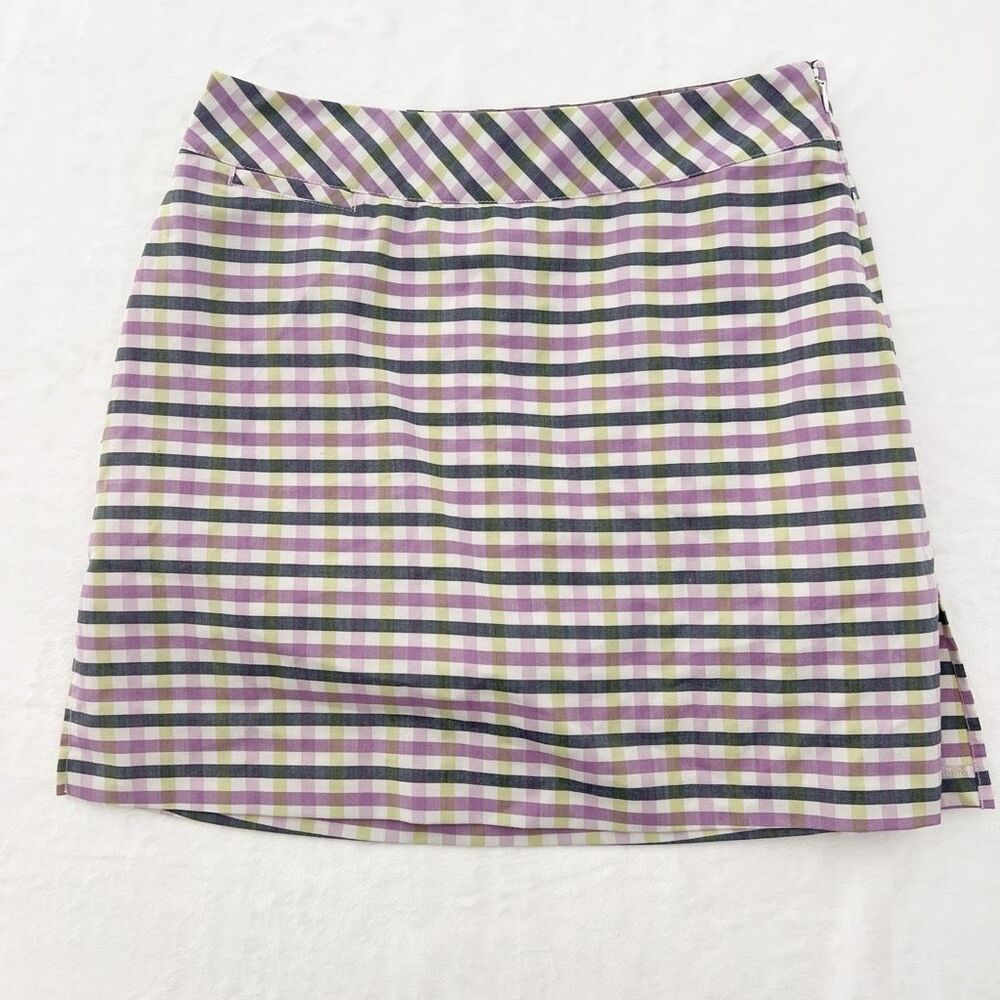 adidas Purple Green Plaid Mini Skirt